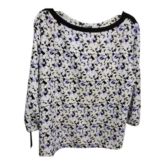 Limited periwinkle black white Tape ribbon shirt Plus Size 2X New - Picture 4 of 13